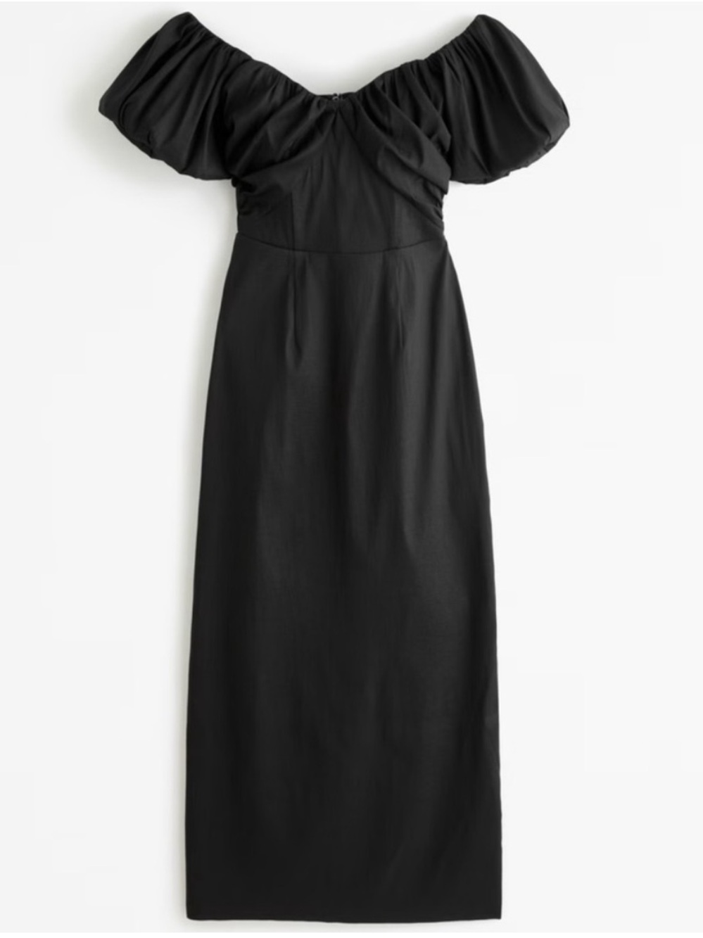 NWT Abercrombie & Fitch Black Taffeta Off-the-Shoulder Maxi Dress